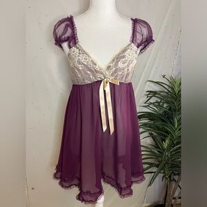 Ambrielle Purple and Cream Lace Lingerie